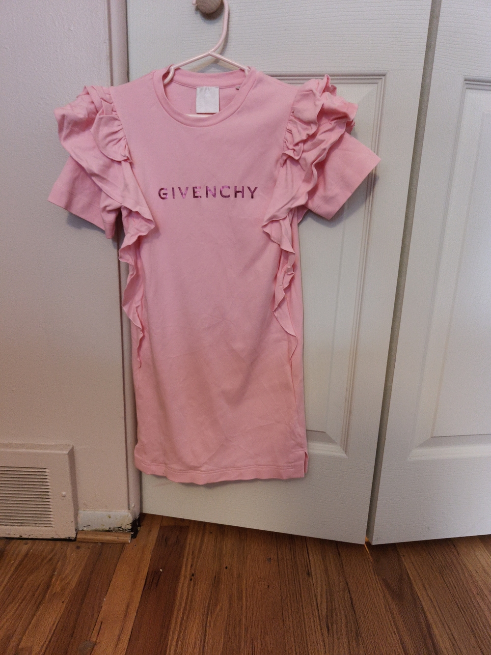 Givenchy Kids Pink Ruffle Short Sleeve Tee Dress